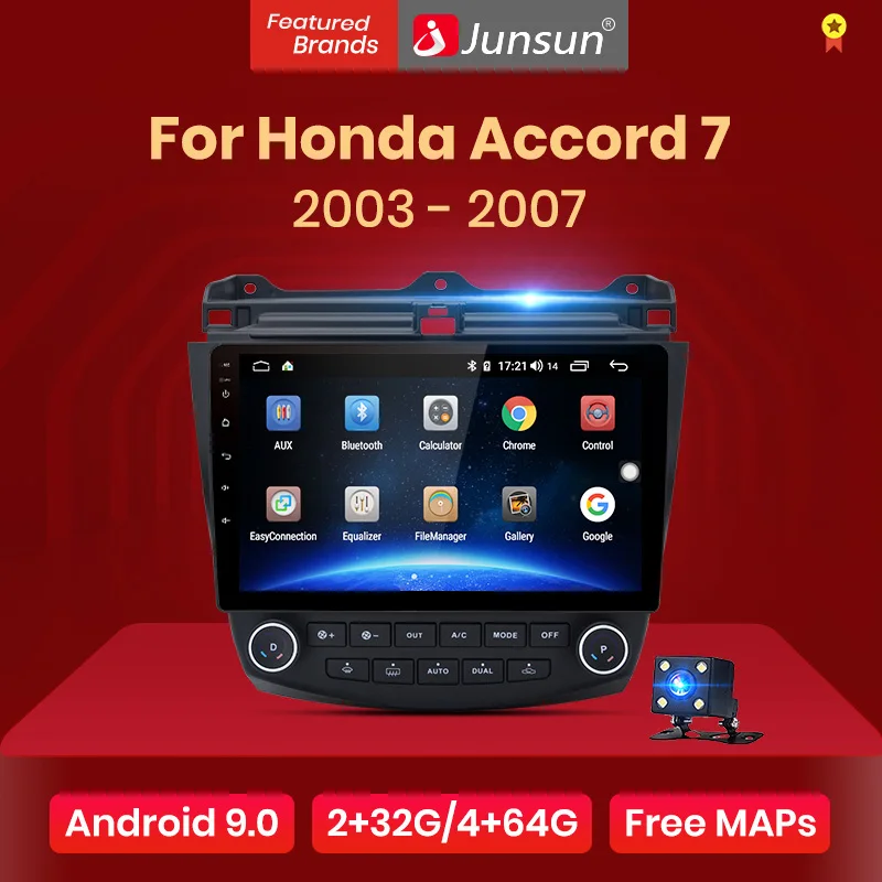 Junsun V1 для Honda Accord 7 2003 2007 автомобильный Радио Мультимедийный видео плеер навигация