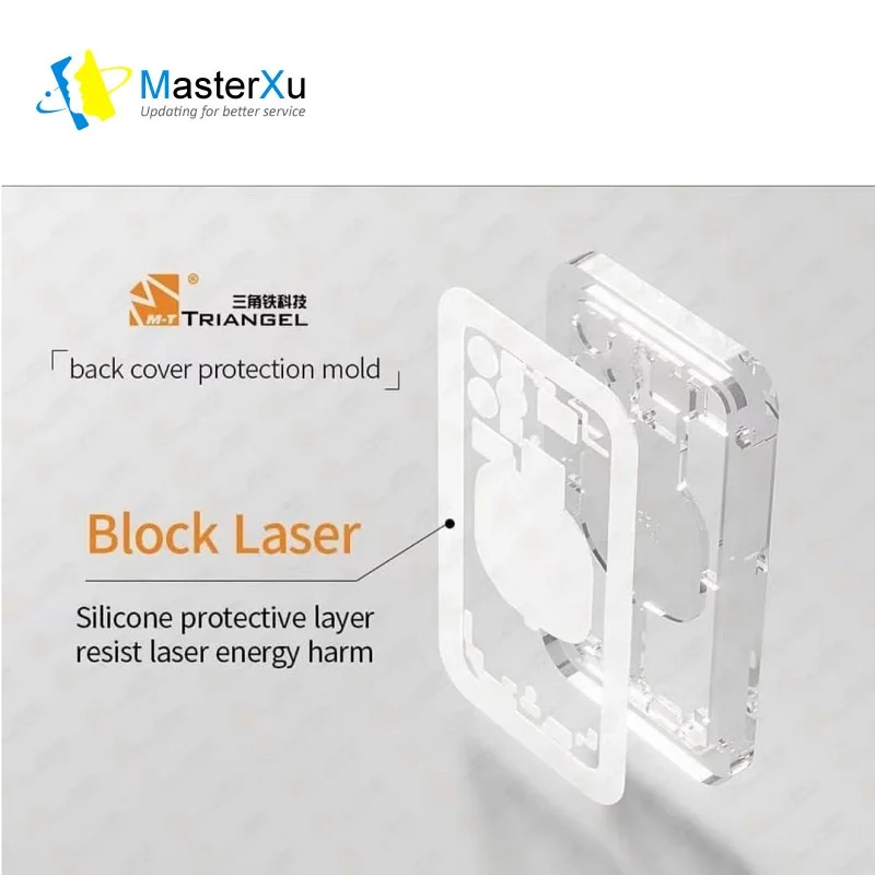 MasterXu M-Triangle MT Laser Machine Back Cover Protection Mold Silicon Mat for iPhone 8 8P X XR XS 11 12 mini Pro Max 13 model