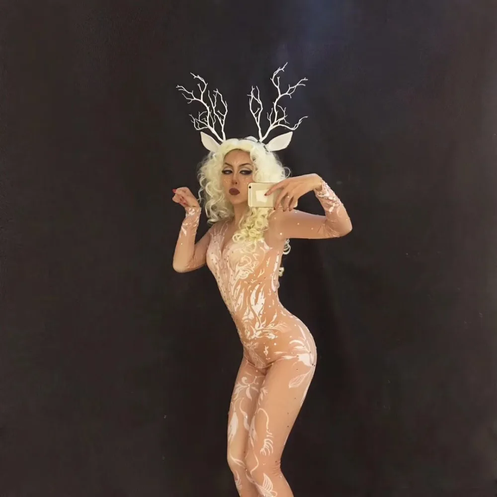 Рождественский сексуальный комбинезон для ночного клуба, одежда для сцены, костюм певицы, вечерние костюмы, праздничная одежда