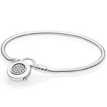 Браслет из стерлингового серебра 925 пробы, Логотип, Фирменный замок, моменты, гладкий браслет змея, подходят бусины шармы «сделай сам», модные украшения