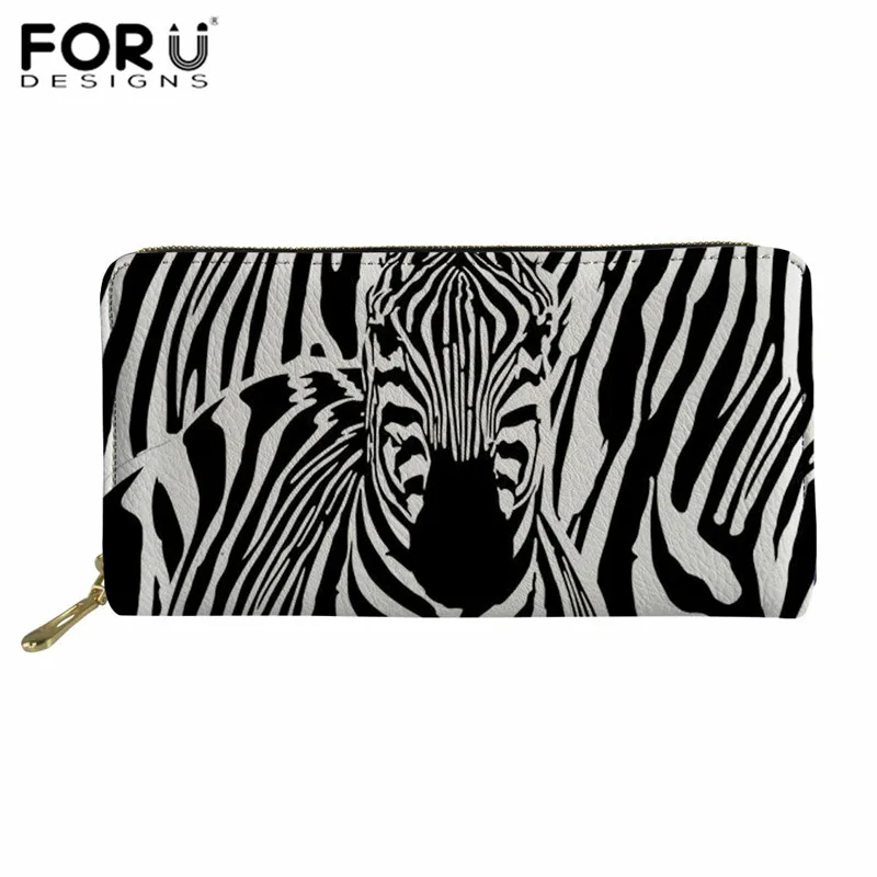 FORUDESIGNS/женская сумка для мобильного телефона Zebra кожаный кошелек в полоску монета Moneybag женский клатч, Сумки Carteras Largas de Mujer