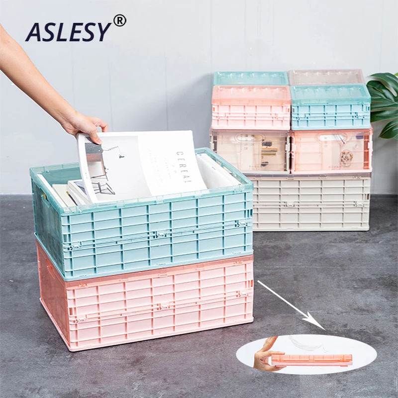 

Foldable Storage Box Plastic Toy Makeup Organizer with Cover Books Container Car Trunk Boxes Case Home Organization and Storages