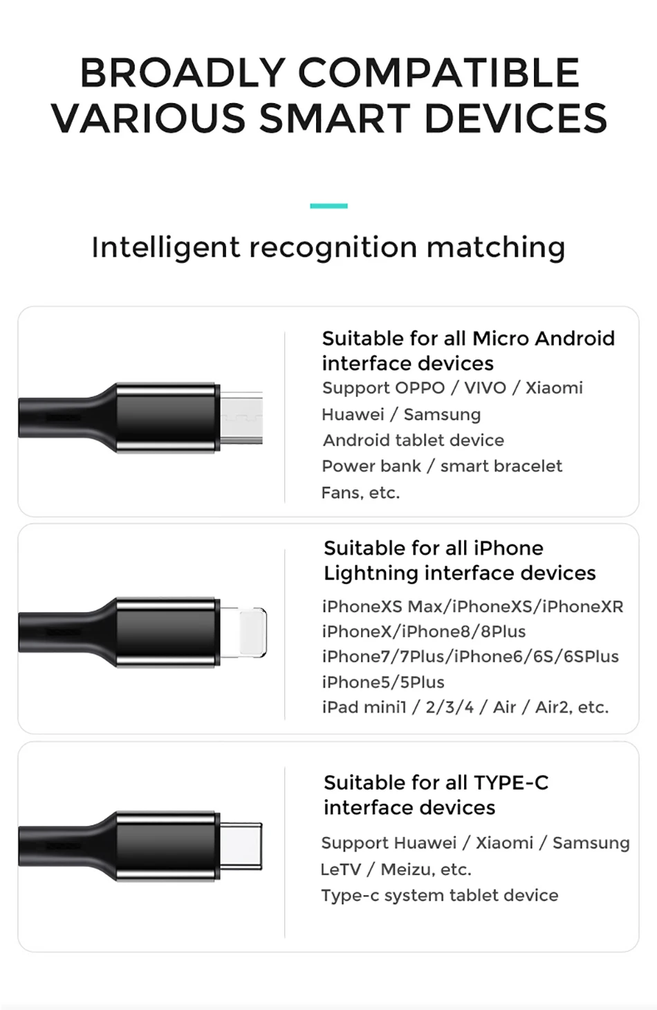 Joyroom USB кабель для iPhone samsung Xiaomi Быстрая зарядка 3 в 1 микро USB кабель 2 в 1 для Android USB TypeC кабель для мобильного телефона