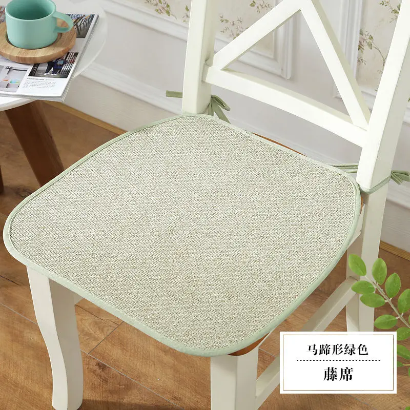 Rattan green Высококачественная Подушка для стула, Нескользящая подушка для сидения, коврик для сидения с лентой, коврик для кухонного стула, Офисная Подушка для стула, квадратный коврик для подушки - Цвет: Rattan green