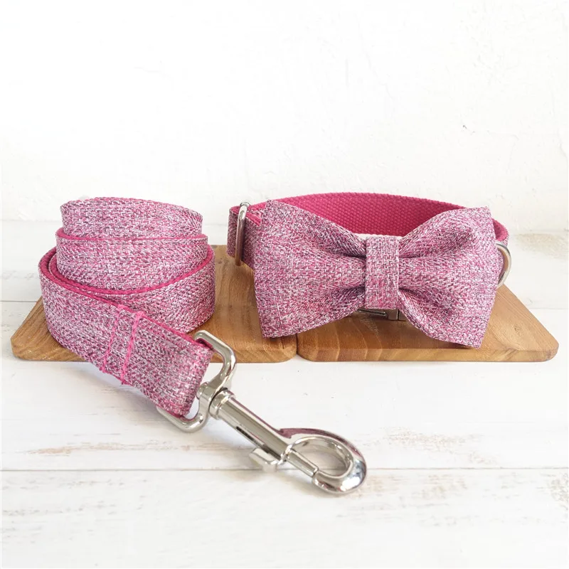 bow collar leash Костюм с галстуком-бабочкой, ошейник для собак, персонализированная гравировка, нейлоновые ошейники для собак для девочек и мальчиков, регулируемый быстросъемный ошейник для домашних животных, набор поводков - Цвет: bow collar leash