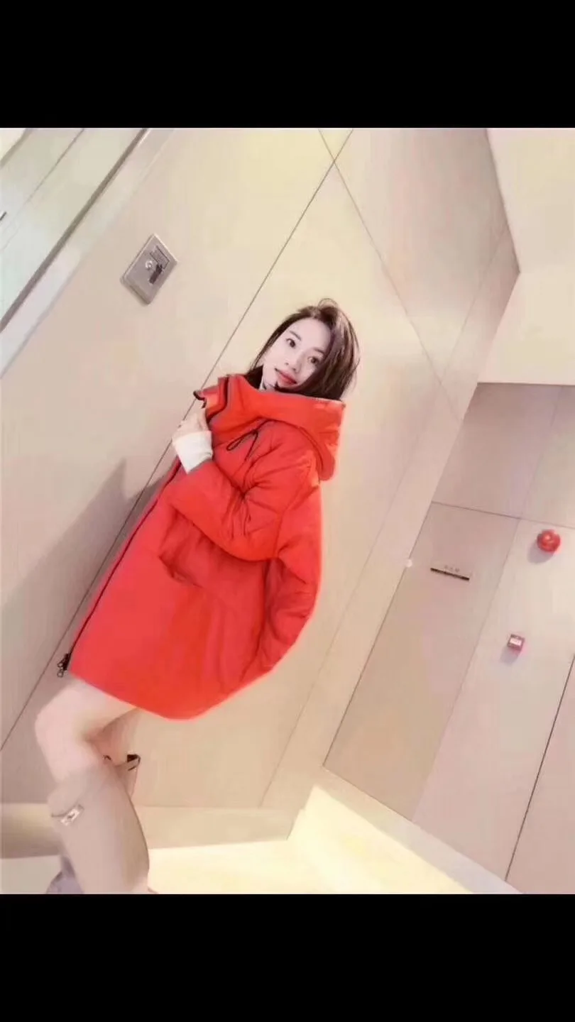 Free Shipping New Genuine Lamb Leather Jacket Long Women's Down Coat with hood Sheepskin Garment Wholesale Retail OEM