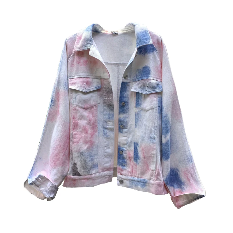 pastel tie dye denim jacket