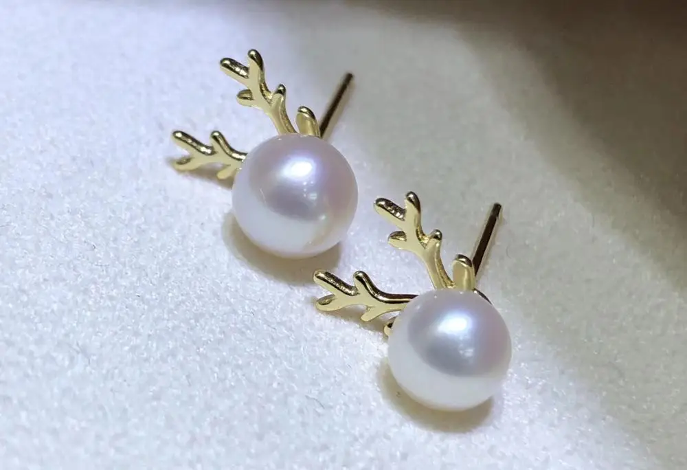 

Deer Design 925 Sterling Silver Earrings Findings Mountings Settings Jewelry Parts Fittings for Pearls Coral Jade Agate Stones