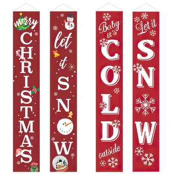 

Christmas Door Couplet New Year Festival Decorations 300D Oxford Cloth Halloween Hanging Flag Banner Xmas Curtain Ornaments
