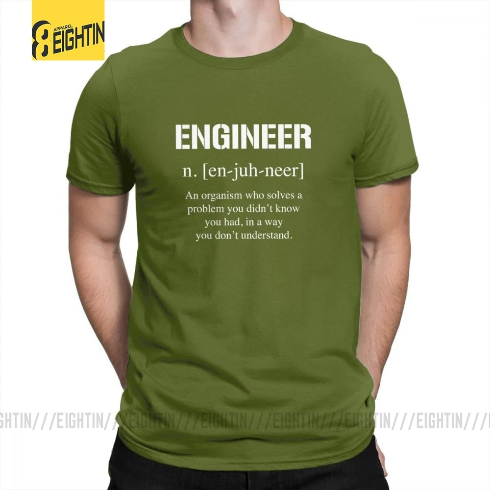 Футболки с надписью «Engineer Charm», мужские футболки с круглым вырезом и коротким рукавом, Забавные футболки из хлопка размера плюс для отдыха - Цвет: Армейский зеленый