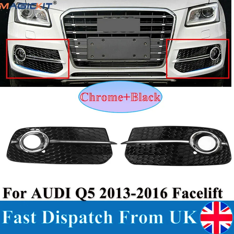 MagicKit Fog light Cover grille For Audi Q5(8R) MK1 2013-2015 Facelift Lamp Box Grille ABS Front Lower Bumper lamp | Автомобили и