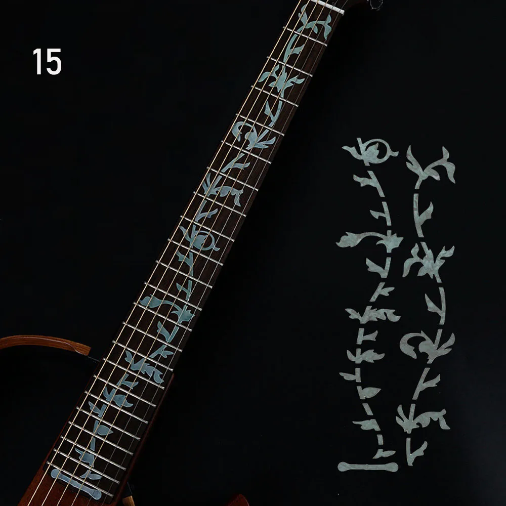 22 стиля ультра тонкий крест инкрустация наклейки гриф стикер музыкальный инструмент украшения электроакустическая гитара басовый аксессуар - Цвет: 15