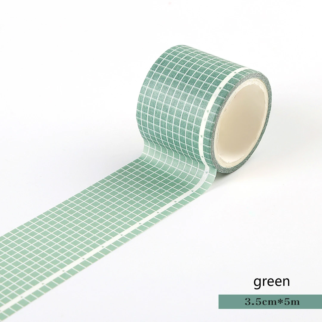 green 5 м васи клейкая лента в клетку широкая записываемая офисная Клейкая Лента Скрапбукинг сделай сам наклейка декоративный материал этикетка маскирующая лента стиралка - Цвет: green