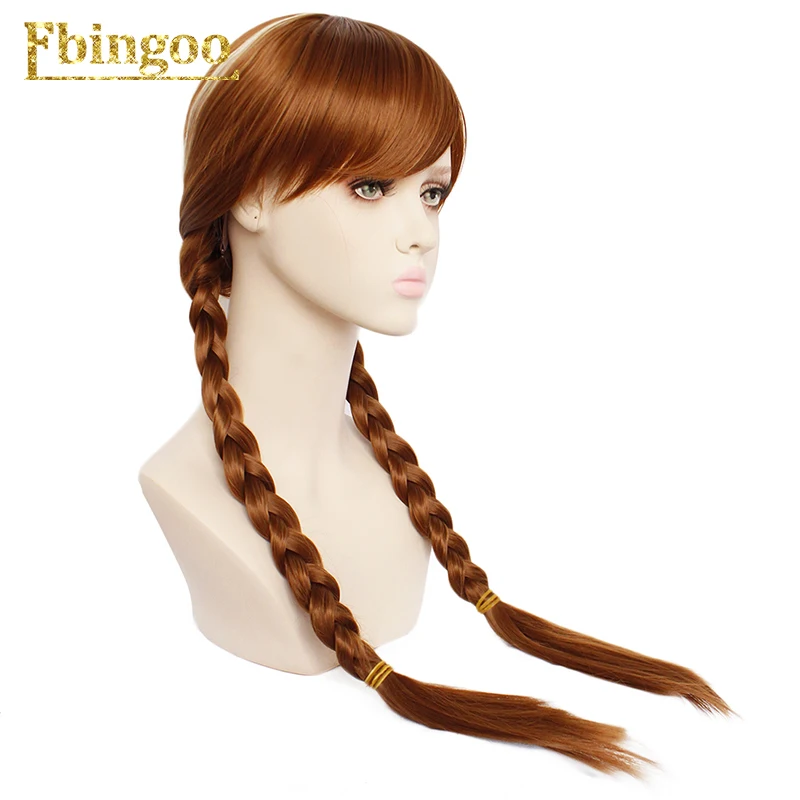 Ebingoo, аниме, косплей, принцесса, парик Анны, блонд, коричневый, двойной, Плетеный, синтетический, косплей, костюм на Хэллоуин, парики+ шапка для волос