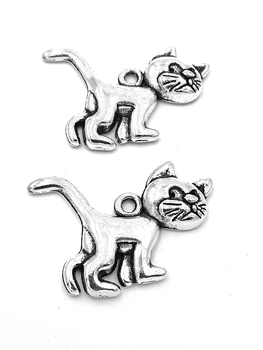 

20pcs Cat charms pendant 30x22mm antique silver ornament accessories jewelry making DIY base material