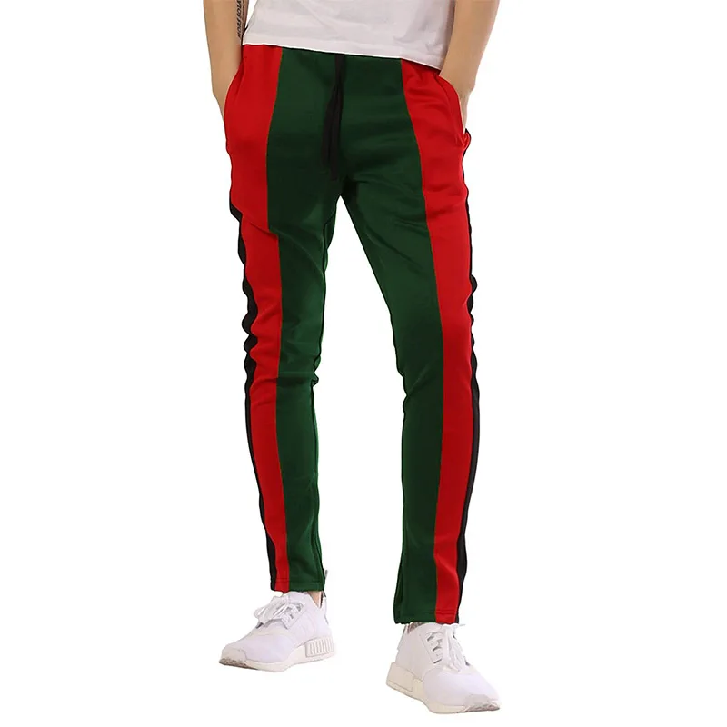 Модные брюки в полоску с карманами в стиле хип-хоп, мужские эластичные/на молнии/белые полосатые брюки, мужские спортивные штаны в стиле хип-хоп, прямые брюки для бега, мужские брюки - Цвет: green