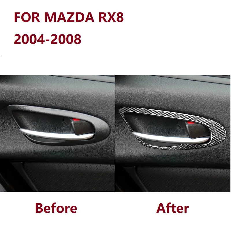 

Fit For Mazda RX-8 2004-2008 Car Accessories Inner Door Handles Pulls Frame Trim Carbon Fiber Modified Interior Sticker
