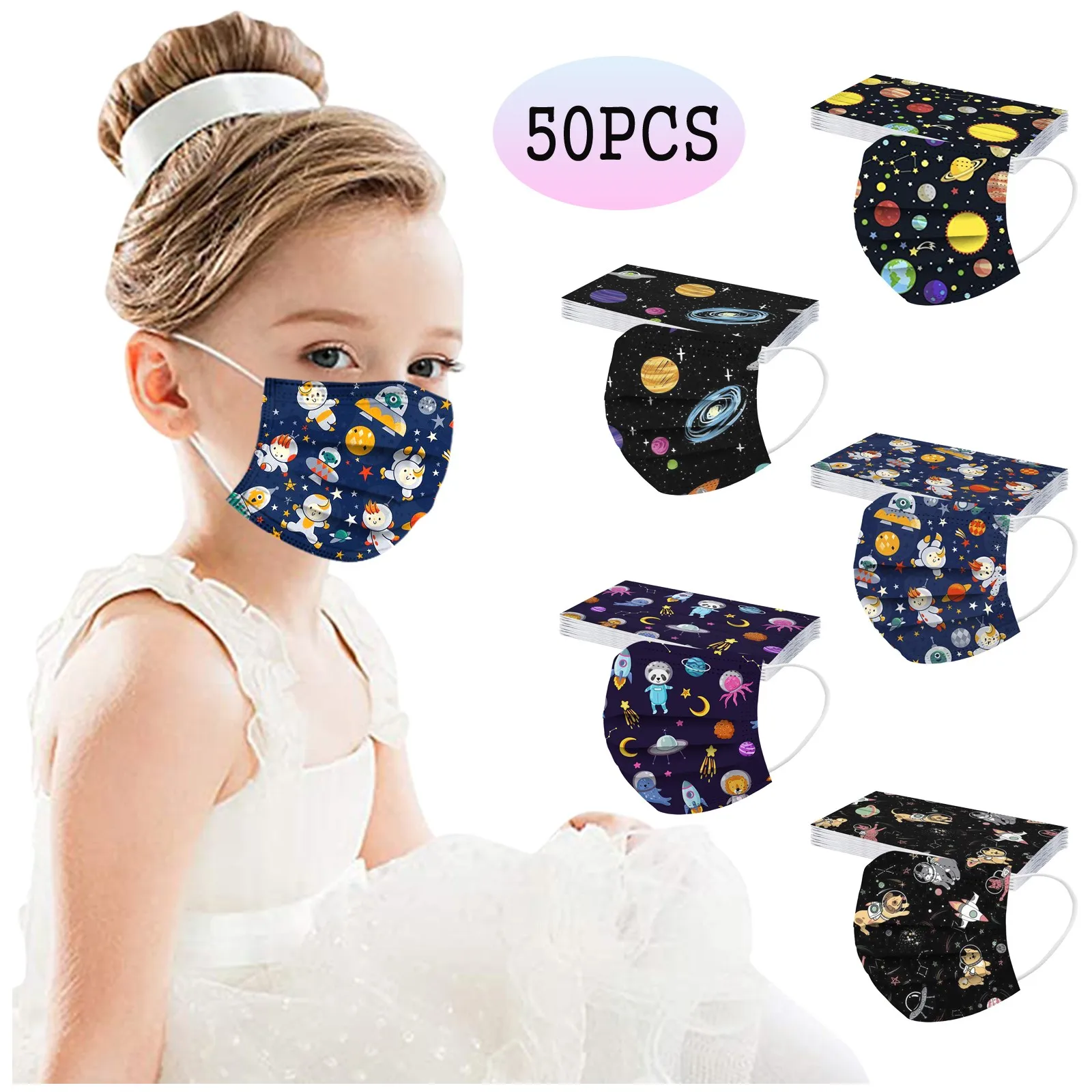 10/50pcs Mascarillas Children's Disposable Mask Star Printed Three Layer Protective Breathable Face Mask ndustrial 3Ply Ear Loop 5