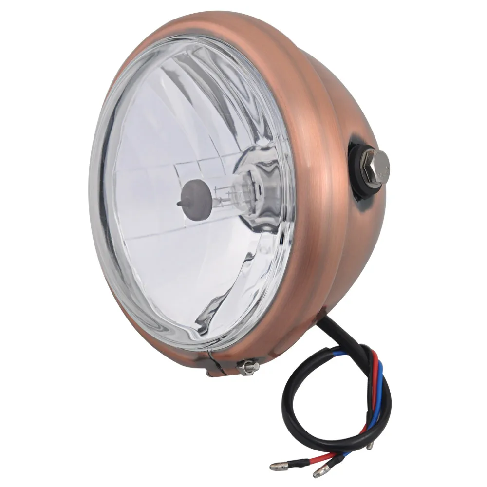 6 Inch Motorcycle 12V Headlight Copper Brown Head Lamp Universal Vintage High Low Beam for Harley Springer Chopper Cafe Racer |