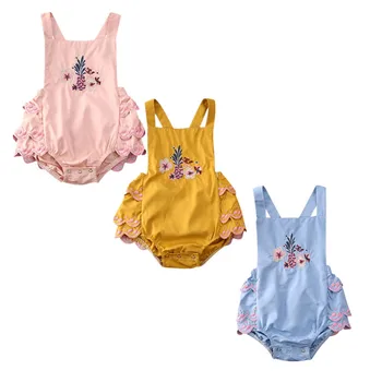 

Newest Baby Girl Bodysuit Flowers Print Sleeveless Ruffle Suspender Jumpsuit Bodysuit Outfits 0-24M
