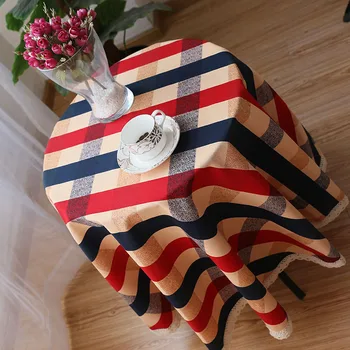 

Withme Round Tablecloth Kitchen Colorful Plaid Decoration Wedding tablecloths household table covers dustproof round Table Cloth