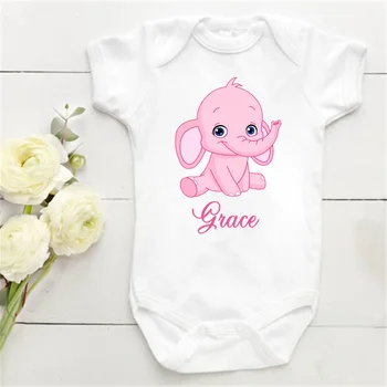 

Personalized Baby Girl Onesie Custom Name Elephant Baby Boy Clothes Unique Baby Shower Gift for Parents Cotton Baby Bodysuit