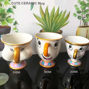 

Cartoon Ceramic Coffee Mug Cup Beauty And The Beast Tea Cup Cute White Porcelain Mug Table Decoration Creative Gift