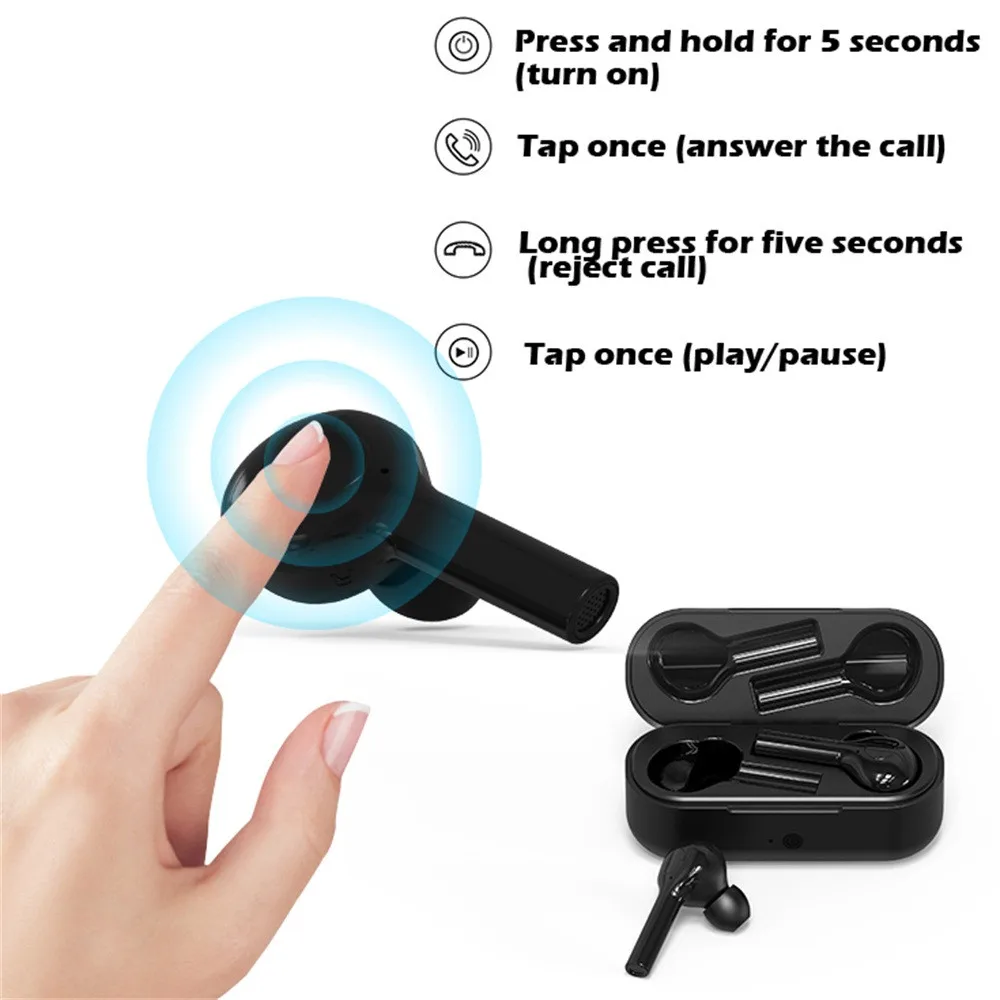 Bluetooth мини наушники HD стерео наушники микрофон Беспроводные спортивные наушники-вкладыши с зарядной коробкой для samsung Xiaomi huawei телефон