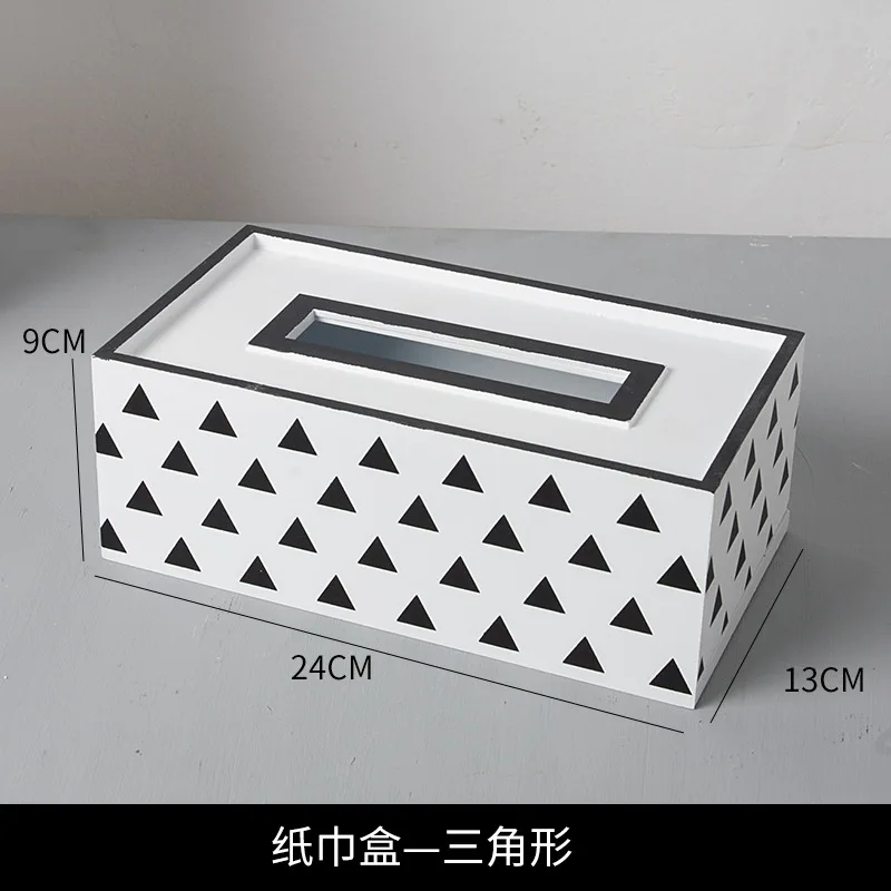 Простая деревянная нордическая необычная коробка для салфеток ins tissue box Бытовая бумажная коробка комната коробка для салфеток - Цвет: Triangle pattern