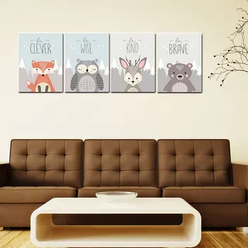 

Canvas painting Animal Poster Wall Pictures For Children Bedroom Painting Home Accessories Poster Decor Modern Wall Charts