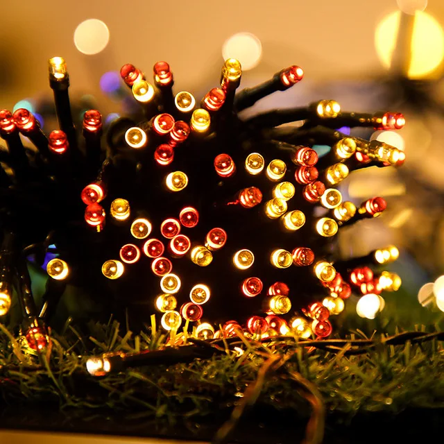LED Işık Dize Açık Su Geçirmez Güneş Peri Çelenk Noel Festoon Bahçe Düğün Parti Yeni Yıl Dekorasyon Işıkları
