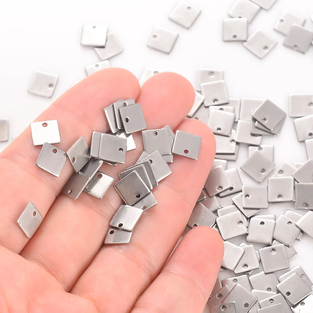 20 шт не выцветают амулеты 7 мм из нержавеющей стали квадратные одно отверстие для