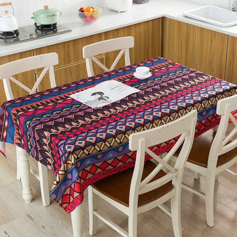 Скатерть из хлопка и льна с геометрическим рисунком|Скатерти| |