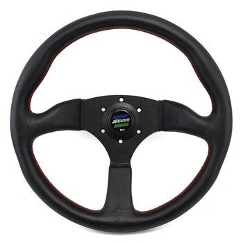 

Real Leather Spoon Steering Wheel 14inch 350mm Auto Racing Drifting Steering wheels Great Look