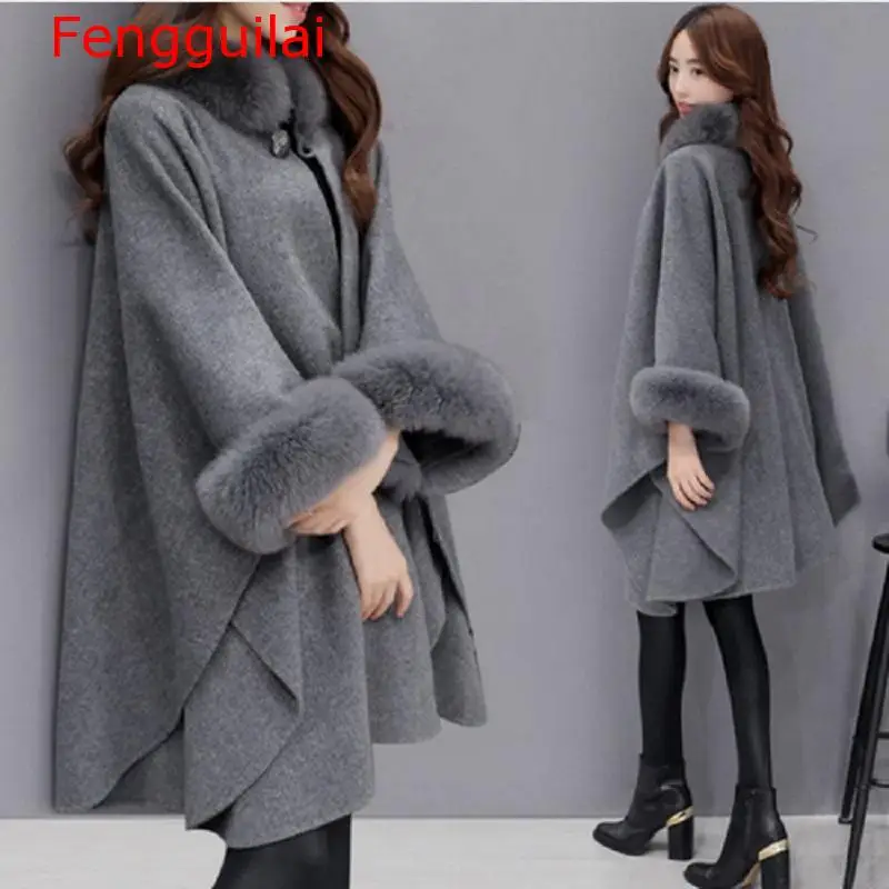 Spring New Women Wool Coat Autumn Fashion Women Warm Coat Long Ladies Women European Cloak Poncho Fashion Jacket Outwear