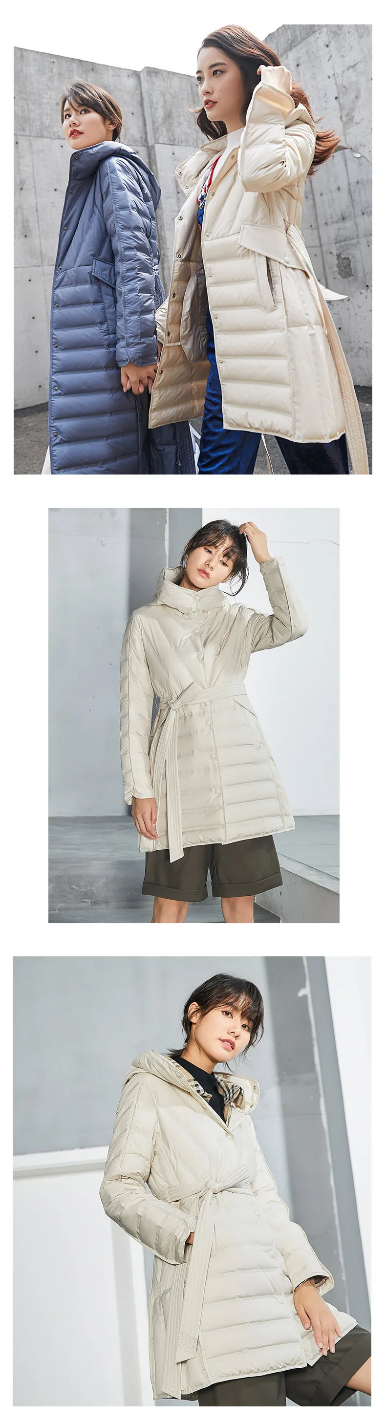 Fashion Thin Down Coat Women Long Jacket New Winter Slim Warm Coat Female Overcoat Solid color Lace-up Parkas Women WM120