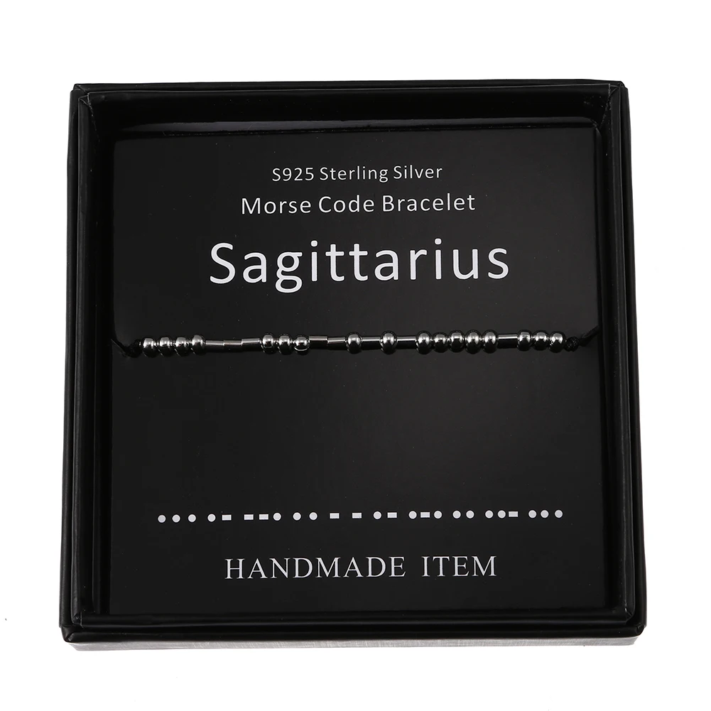Sagittarius Morse Code Bracelets Handmade Zodiac Beads on Silk Cord Secret Message Bracelet Birthday Gift