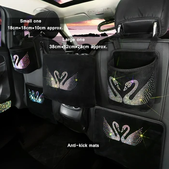 

Crystal Rhinestone Car Storage Bag Organizer Barrier of Backseat Holder Multi-Pockets Container Stowing Tidying Accessories