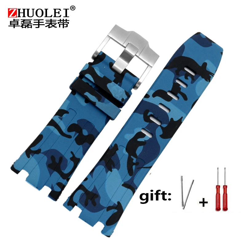 Camo blue Высоко Качественный силиконовый браслет для AP ремешки для часов мужские водонепроницаемые браслет 28 мм с пряжкой из нержавеющей стали - Цвет ремешка: Camo blue
