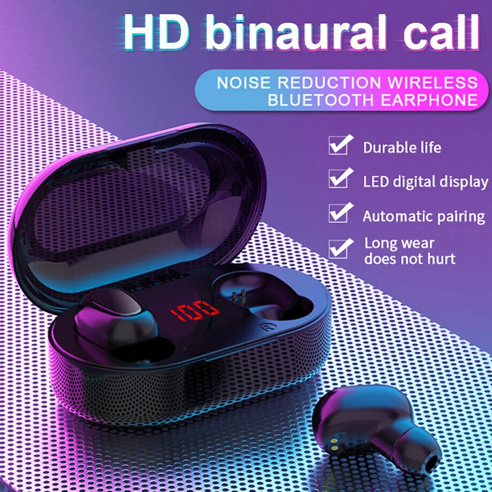 Noise Cancelling Mini Music TWS Bluetooth 5 0 IPX5 Waterproof LED Power Dispaly Charging Box Gaming Wireless Earbuds HiFi Stereo
