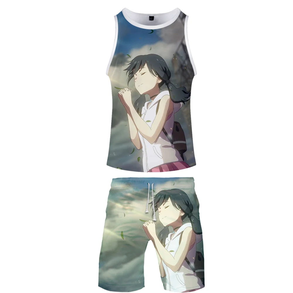 3D print two piece set casual 2pcs sets streetwear tank top + shorts kpops sleeveless t shirt 2 piece set