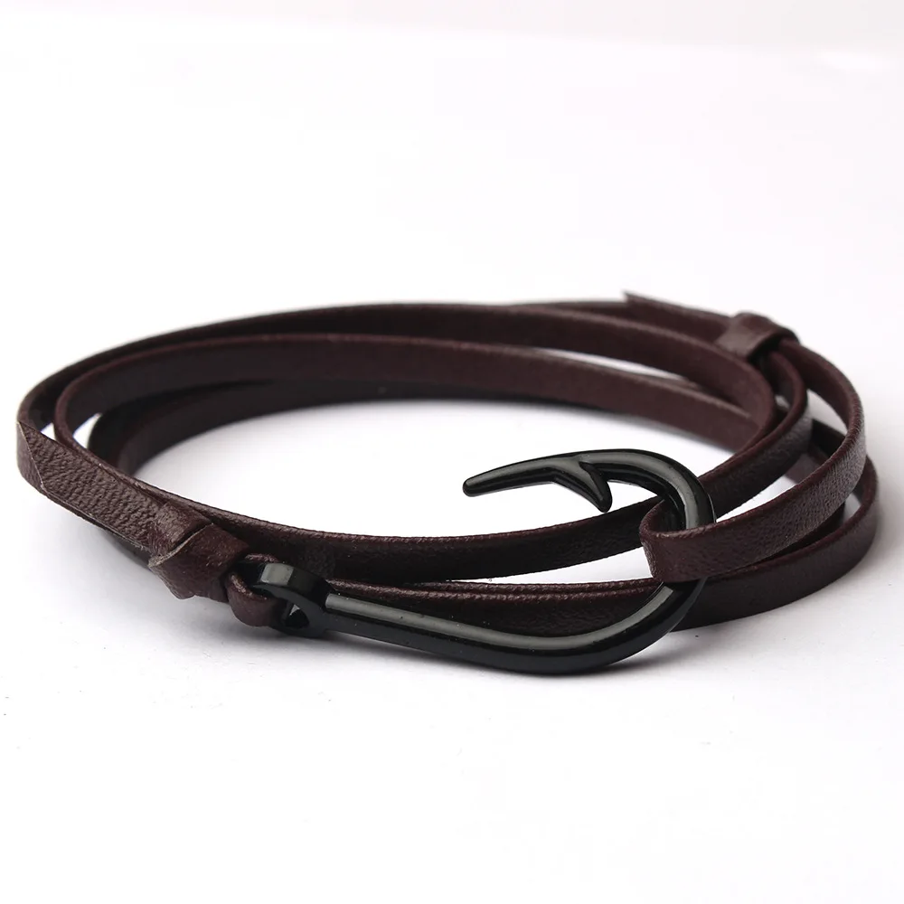 Fashion casual nautical navy pirate wind high-grade leather hook woven bracelet - Metal Color: CN007-04