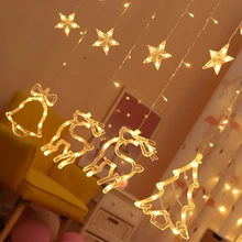 Светодиодная лента сказочная Гирлянда Свет Луна Звезда 3,0 м вечерние фестивальные декорации наружная елка Рождественская елка занавеска лампа супер яркая