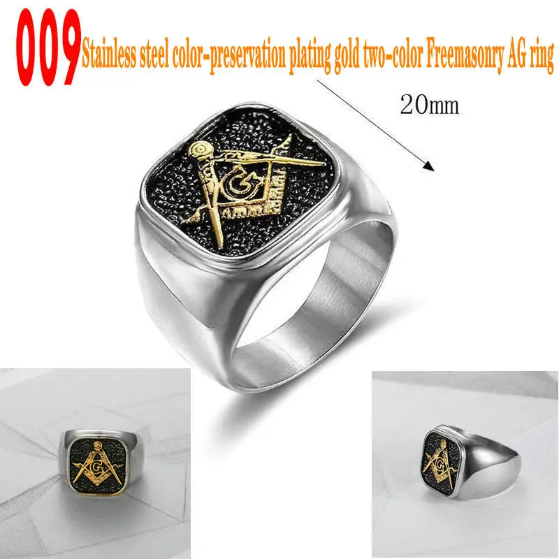 MOYOZZ 316L Stainless Steel Masonic Ring – Silver Freemasonry Jewelry (Sizes 7-13)-1357115