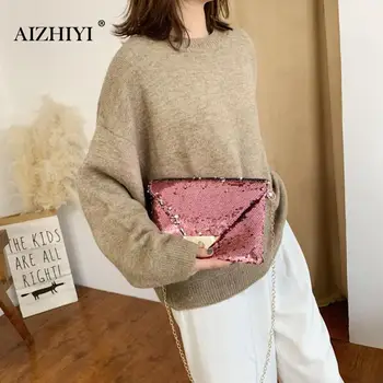 

Women Evening Clutch Fashion Sequins Messenger Shoulder Bag Chain Handbag Envelope Shoulder Crossbody Bags bolsa feminina