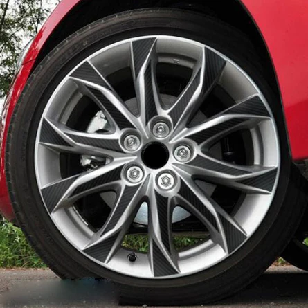 18 inch 16 18 дюймов Автомобильный Стайлинг внешняя наклейка Черный углеродного волокна виниловая ступица колеса наклейка для Mazda 3 Axela - Название цвета: 18 inch