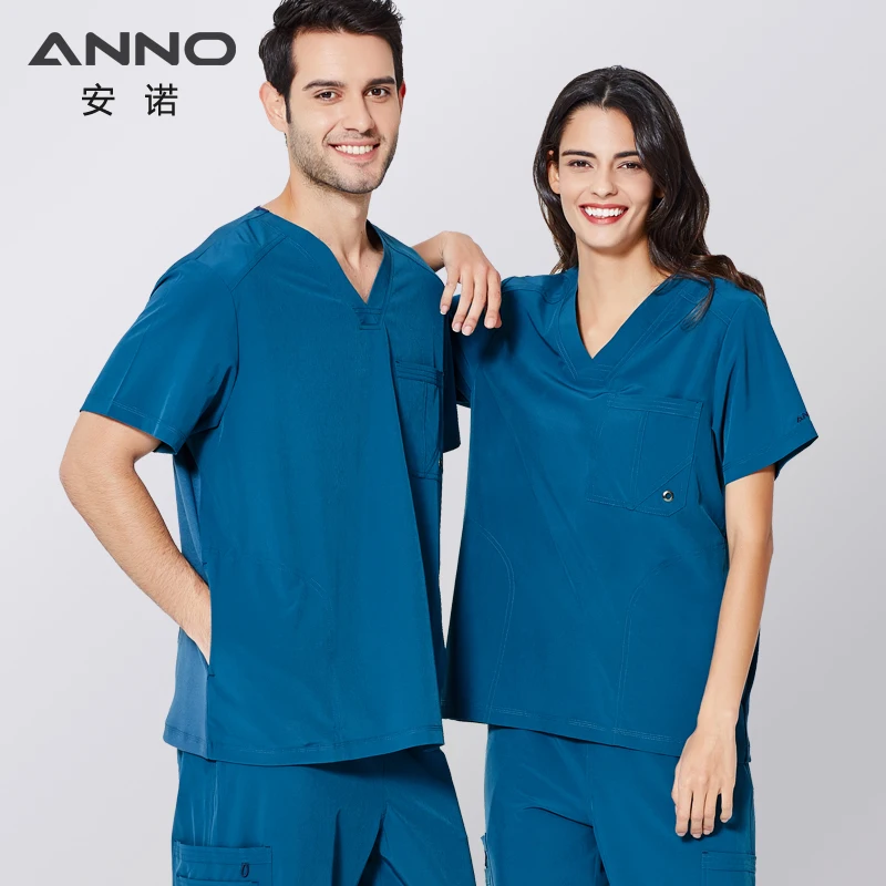 Nurse Uniform Non Stick Hair Fabric Pet Hospital Clothes Scrubs Set Work Doctor Suit Stretch Elasticity Cool Material