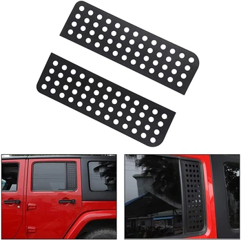 

Car Rear Door Triple-Cornered Cover Trims, Window Decorative Aluminum Alloy Cover for Jeep Wrangler JK 2007-2017 4 Door