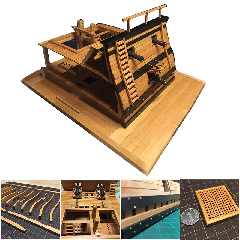 

1 set 1:48 Ancient Pear Wood Sailing Model Double Deck Model Ship Kit Gift Handmade Wooden Assembly Sailing Boats Children Toys