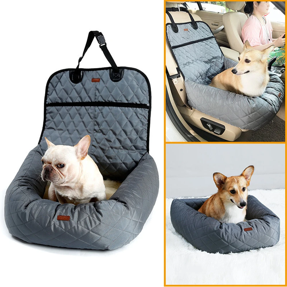 

Portable 2 in 1 Deluxe Dog Cat Seat Cover for Pets with Waterproof Non Slip Removable Cover Cushion Perfect for Cars Trucks SUV